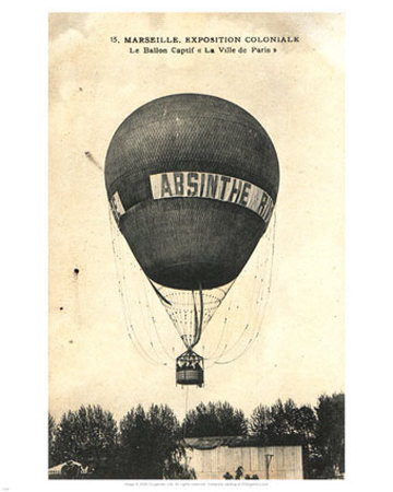 Hot Air Balloon Illustration. Absinthe Rivoire Hot Air