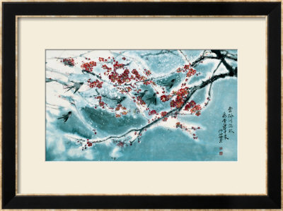 Plum Blossom in Snow Framed Print Plum Blossom in Snow Framed Print