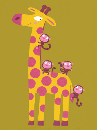 The Giraffe and the Monkeys Print The Giraffe and the Monkeys Print