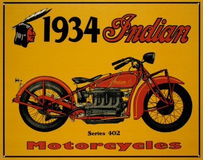  1934 Indian Motorcycles Tin Sign