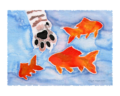 Cat Fishing Giclee Print Cat Fishing Giclee Print