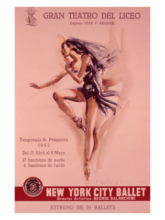 1956 New York City Ballet Poster Giclee Print 1956 New York City Ballet Poster Giclee Print