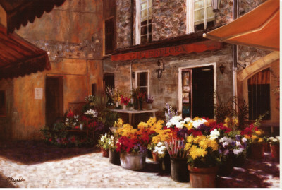 The Flower Shop Stretched Canvas Print The Flower Shop Stretched Canvas Print