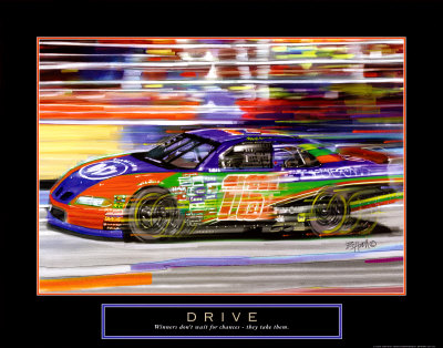 Drive Race Car Print zoom view in room