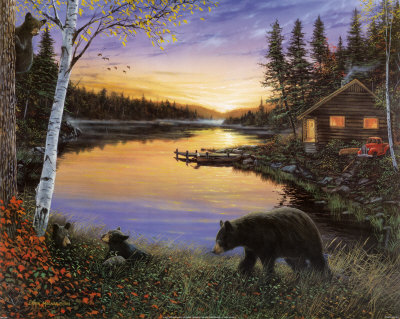 Cabin on the Pond Print Cabin on the Pond Print