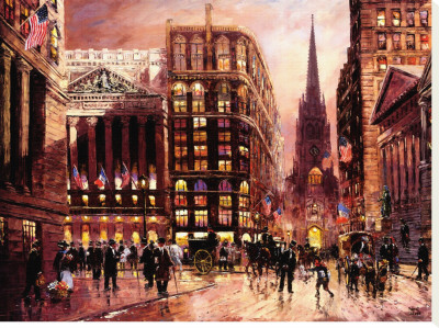 Wall Street, 1890 Stretched Canvas Print Wall Street, 1890 Stretched Canvas Print