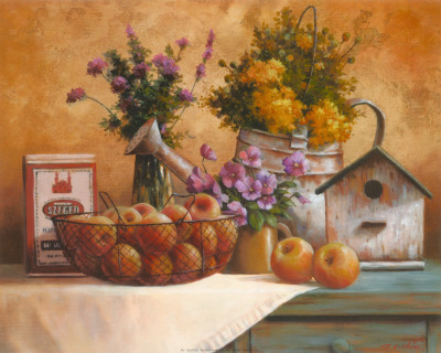 Birdhouse and Watering Can Print Birdhouse and Watering Can Print