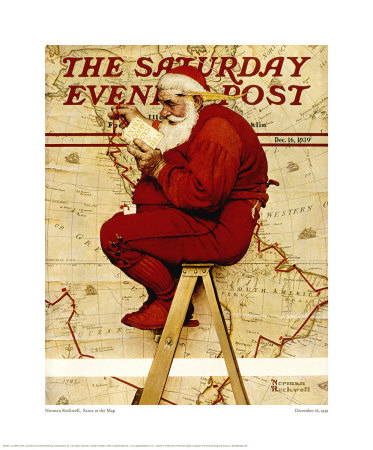 Santa at the Map Giclee Print Santa at the Map Giclee Print