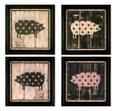 Pig Wood Sign Set of 4 Wood Sign Pig Wood Sign Set of 4 Wood Sign