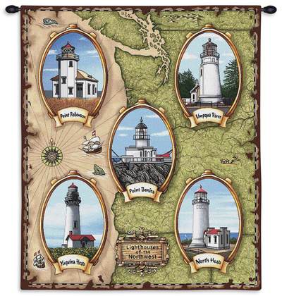 Lighthouses of the Northwest Wall Tapestry Lighthouses of the Northwest Wall Tapestry