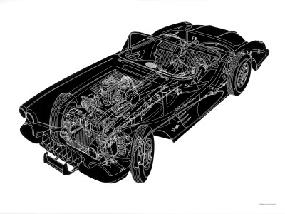 Chevy Corvette Diagram Giclee Print Chevy Corvette Diagram Giclee Print