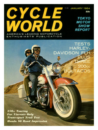 1964 Cycle World Harley FLH Giclee Print 1964 Cycle World Harley FLH Giclee Print
