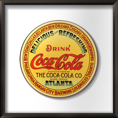 Coke Keg Label Round Framed Sign Coke Keg Label Round Framed Sign