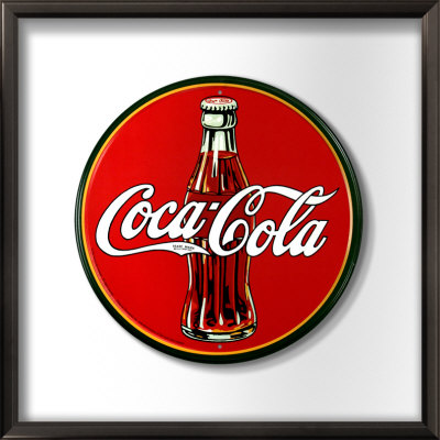 Coke 30's Bottle Logo Round Framed Sign Coke 30's Bottle Logo Round Framed Sign