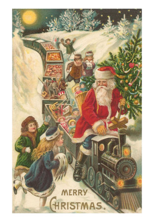 Merry Christmas, Santa on Train Print Merry Christmas, Santa on Train Print