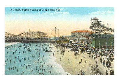 Beach Scene, Long Beach, California Print Beach Scene, Long Beach, California Print