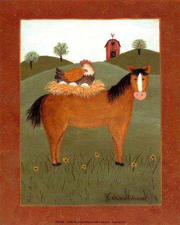 Horse with Hen Print Horse with Hen Print