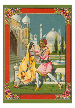 Embracing Couple in Mogul Indian Print Embracing Couple in Mogul Indian Print