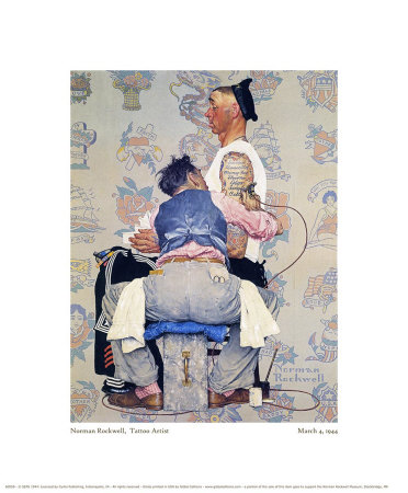 Tattoo Artist Giclee Print by Norman Rockwell at Art.com