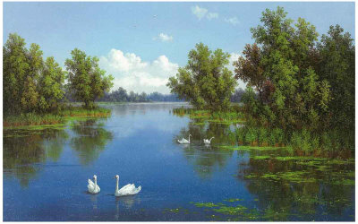 River with Swans I Print River with Swans I Print