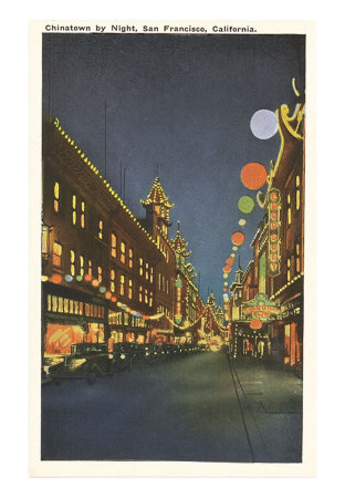 Night, Chinatown, San Francisco, California Print. zoom. view in room