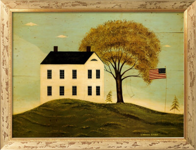 House with Flag Framed Print House with Flag Framed Print