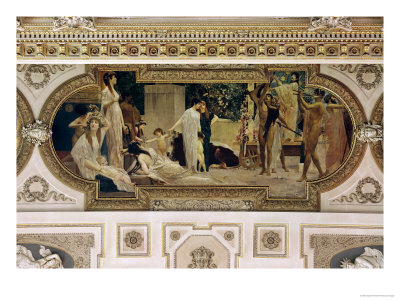 A Greek Travelling Theatre (Il Carro Di Thespis) Ceiling Fresco 1884-1887