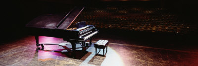 "Grand Piano on a Concert Hall Stage, University of Hawaii, Hilo, Hawaii, USA" Photographic Print