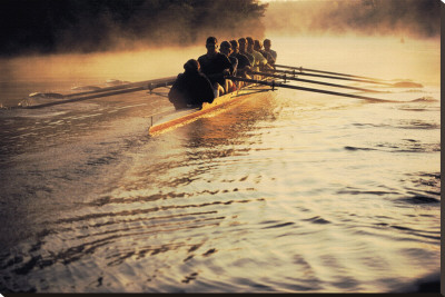 Team Rowing Down the River Stretched Canvas Print Team Rowing Down the River Stretched Canvas Print