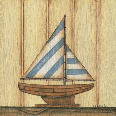 Blue Stripe Sailboat Print Blue Stripe Sailboat Print