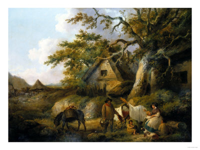 Travellers at Rest Beside a Row of Cottages 1792