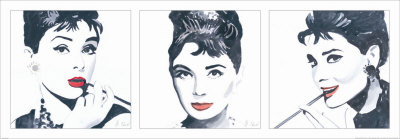 Audrey Hepburn Triptych Print Audrey Hepburn Triptych Print