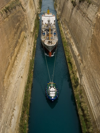Ships in Narrow Corinth Canal, Corinth, Peloponnese, Greece ... Ships in Narrow Corinth Canal, Corinth, Peloponnese, Greece ...