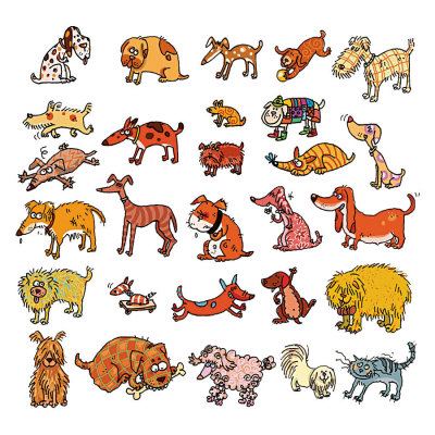 Dogs and a Cat Print Dogs and a Cat Print