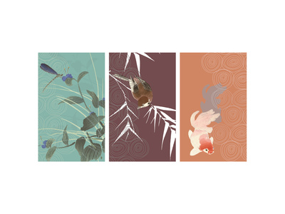Eastern Animals Triptych Premium Poster Eastern Animals Triptych Premium Poster