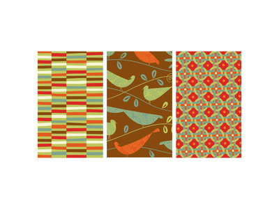 Retro Birds Triptych Premium Poster Retro Birds Triptych Premium Poster