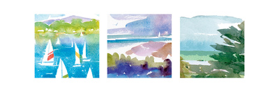 Sailboats and Lake I Triptych Premium Poster Sailboats and Lake I Triptych Premium Poster