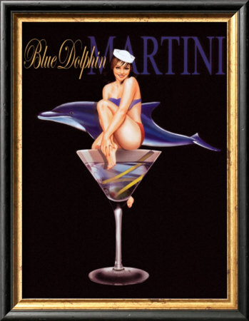 Blue Dolphin Martini Framed Print Blue Dolphin Martini Framed Print