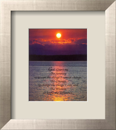 Serenity Prayer and Sea Sunset Framed Print Serenity Prayer and Sea Sunset Framed Print