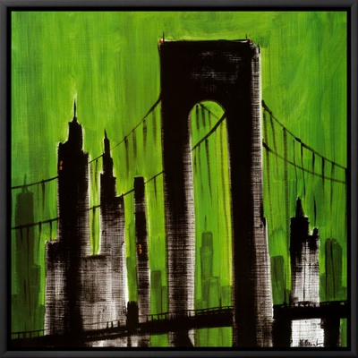 Green Cityscape Framed Canvas Print Green Cityscape Framed Canvas Print