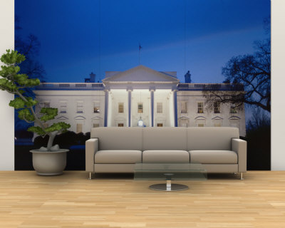 White House Facade at Twilight Wall Mural – Large White House Facade at Twilight Wall Mural – Large
