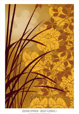 Golden Flourish I Print by