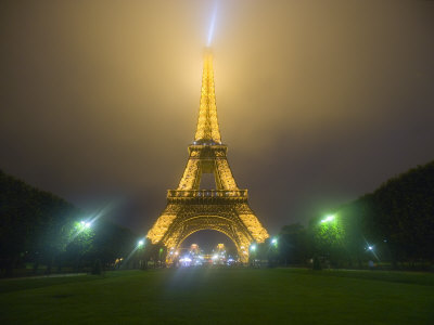 paris france at night eiffel tower. Eiffel Tower Illuminated in