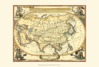 Nautical Map of Asia Print Nautical Map of Asia Print