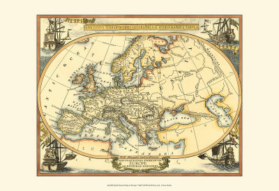 Nautical Map of Europe Print Nautical Map of Europe Print