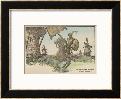 Don Quixote Attacks the Windmill Framed Giclee Print Don Quixote Attacks the Windmill Framed Giclee Print