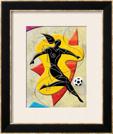 Soccer Player Kicking Ball Framed Giclee Print Soccer Player Kicking Ball Framed Giclee Print