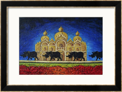 Running Rhinos Framed Giclee Print Running Rhinos Framed Giclee Print