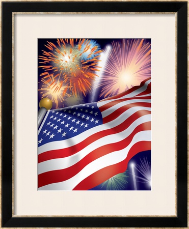 4th of July Fireworks Framed Giclee Print 4th of July Fireworks Framed Giclee Print
