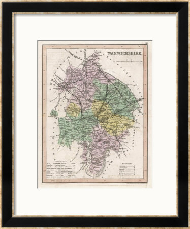 Map of Warwickshire Framed Giclee Print Map of Warwickshire Framed Giclee Print